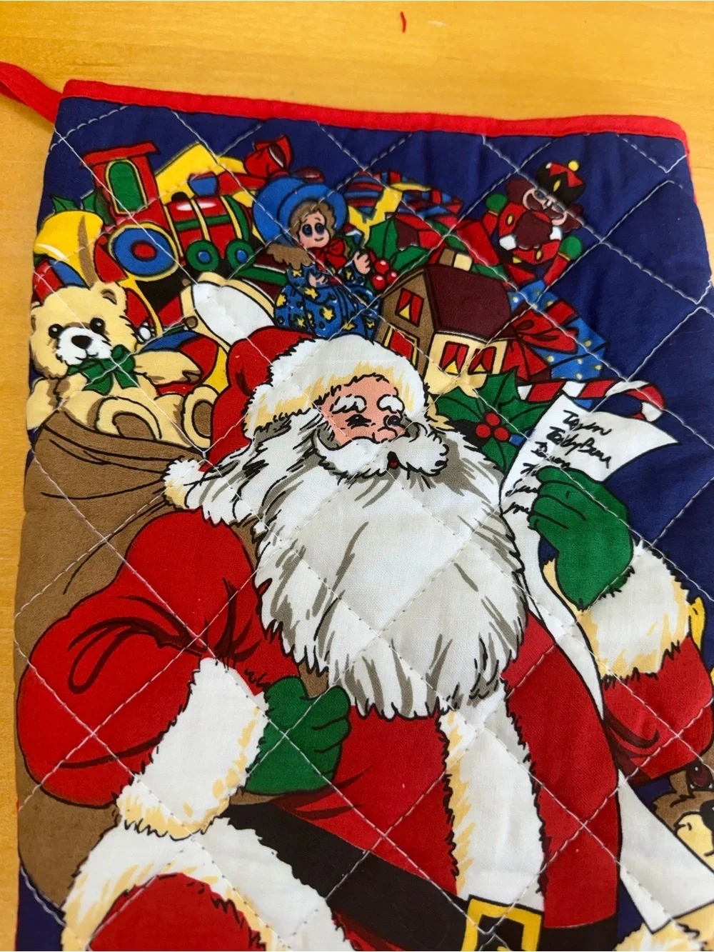 Vintage QUILTED CHRISTMAS STOCKING Bag Gift Santa Gifts Toys Reindeer